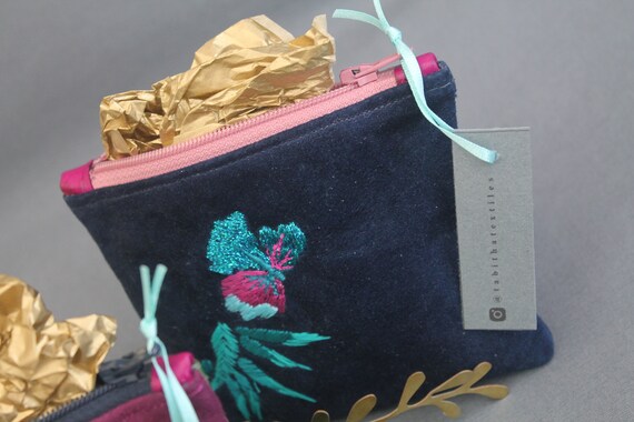 Embroidered Leather Napa Purse