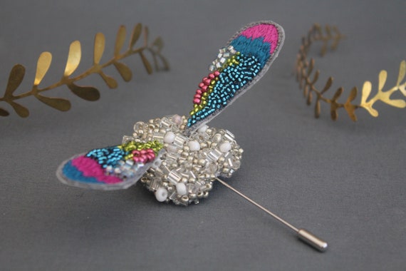 Embellished Bug Silver Lapel Brooch