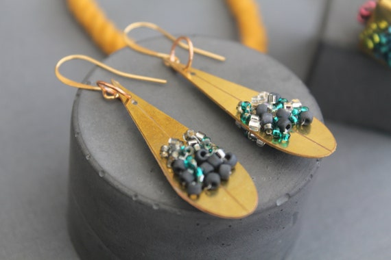Gold plated Brass Drop Earrings