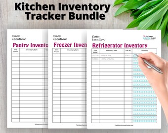 Kitchen Inventory, Kitchen Inventory List, Kitchen Bundle, Kitchen Product Tracker, Instant Download Printable, Set of Three