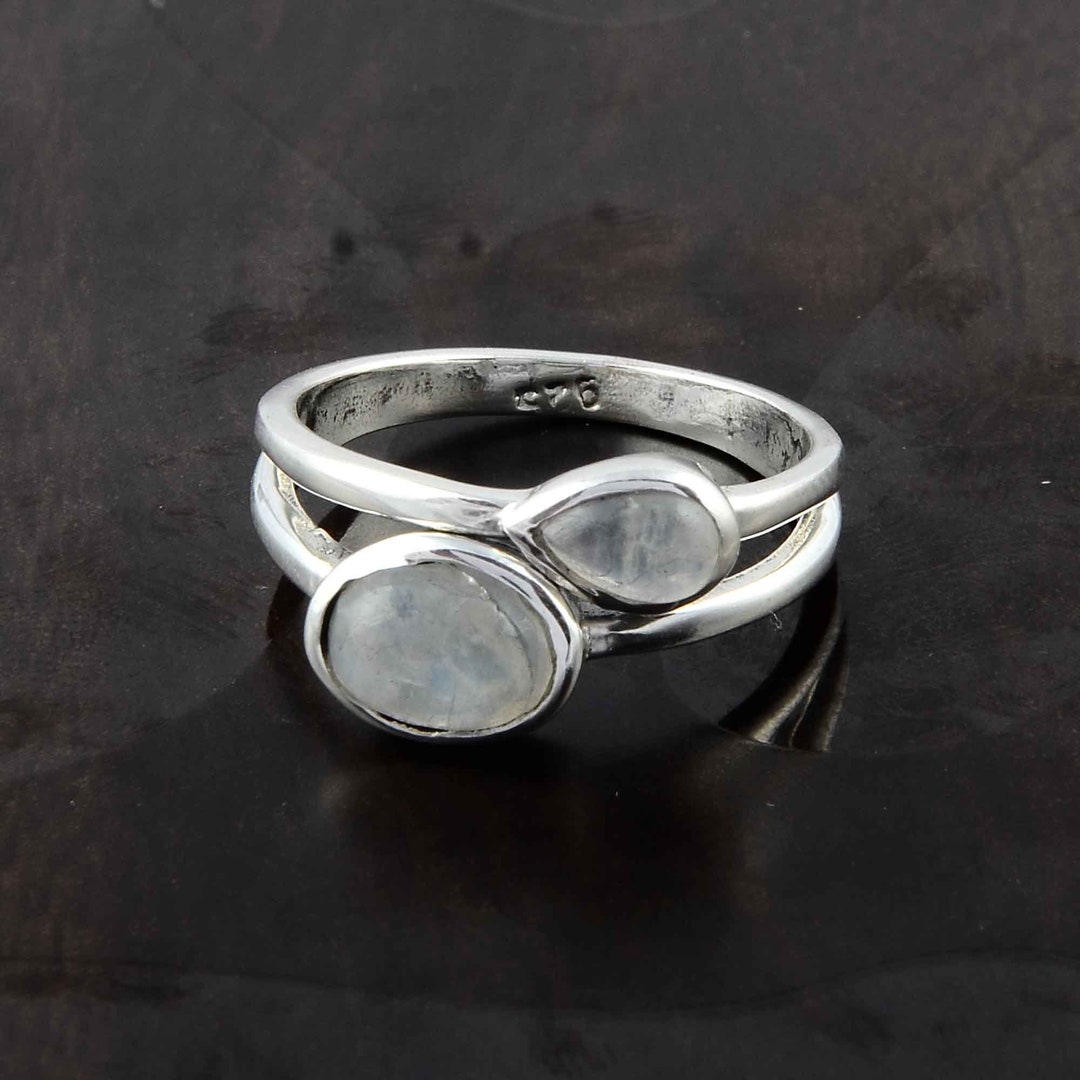 Unique Moonstone,silver Ring,gemstone Moonstone,white Stone Ring ...