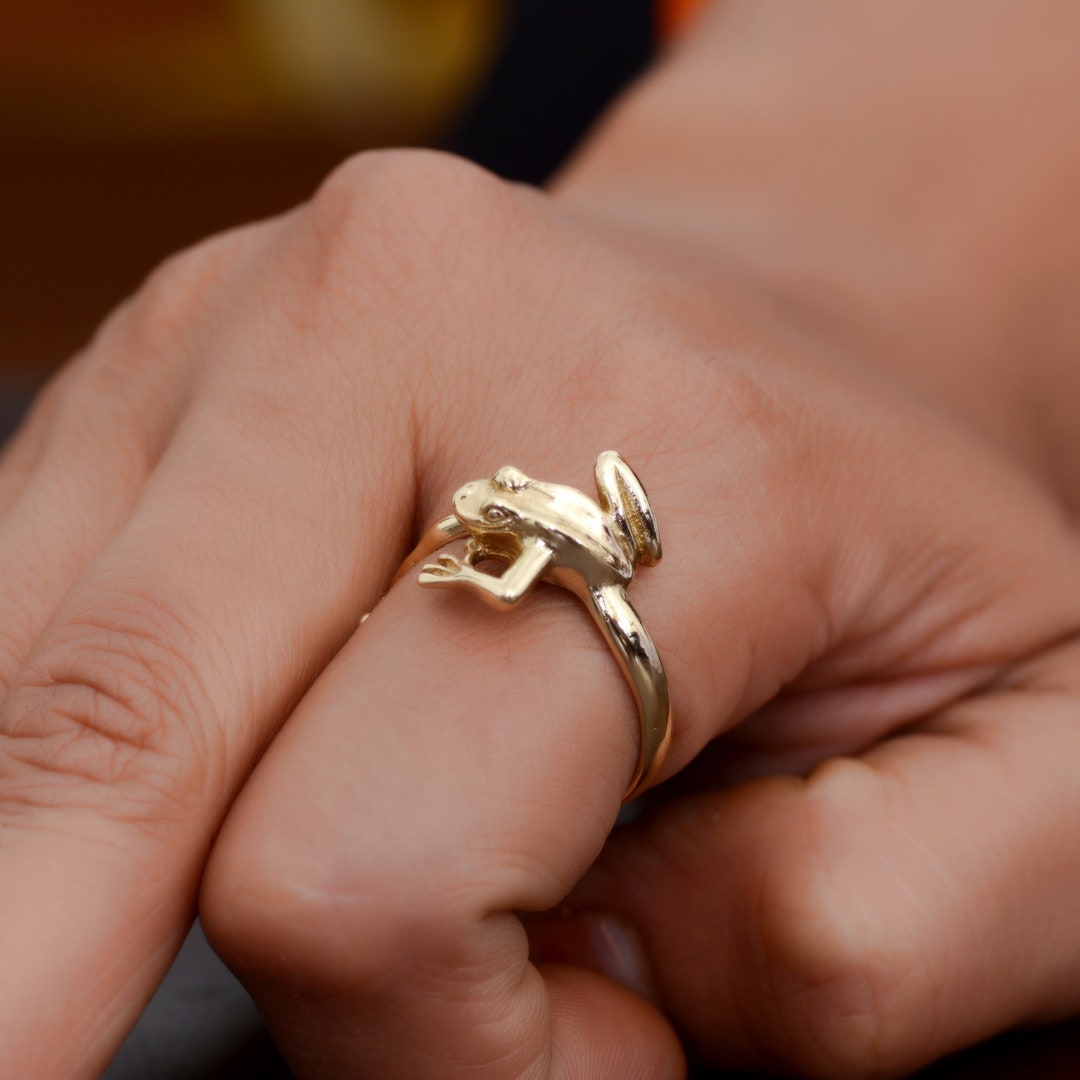 Gold Frog Ring, Boho Style Adjustable Animal Ring, Cool Delicate Ring ...