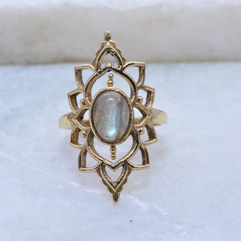 Brass Labradorite Ring Labradorite Jewelry Labradorite Etsy