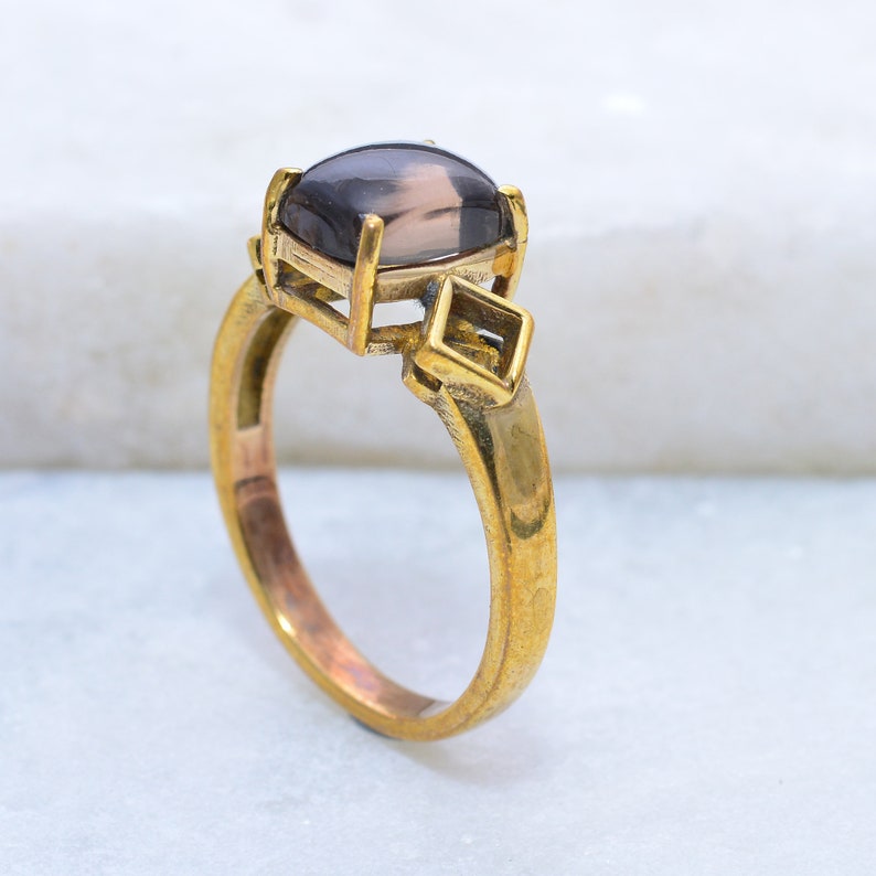 SALE Hammered smoky quartz ring,brown topaz ring,gold gemstone ring,gift ring,birthday gift,girlfriend gift,unique gifts,stone ring
