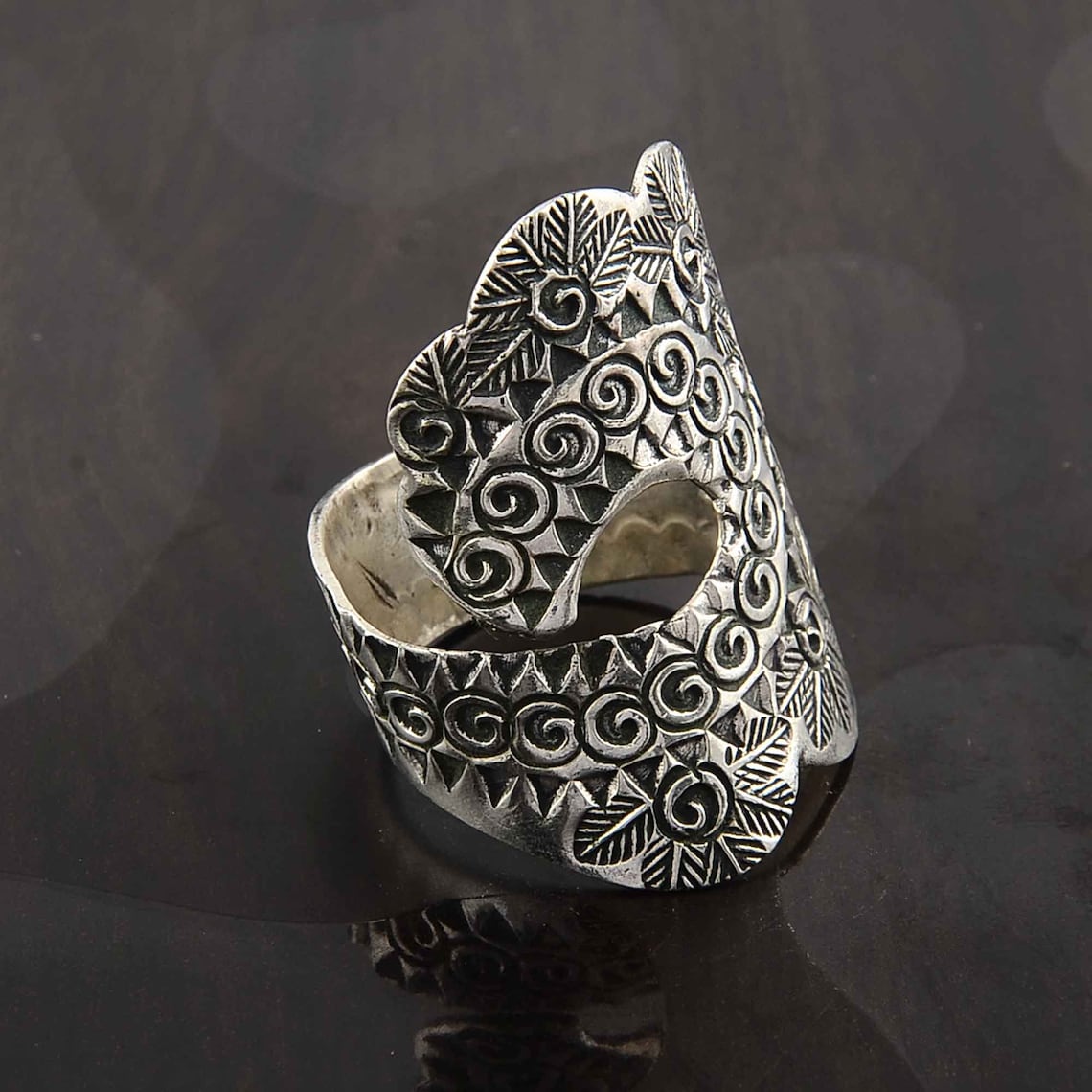 Rounded Designer Silver Boho ring Handmade ring Men's Etsy
