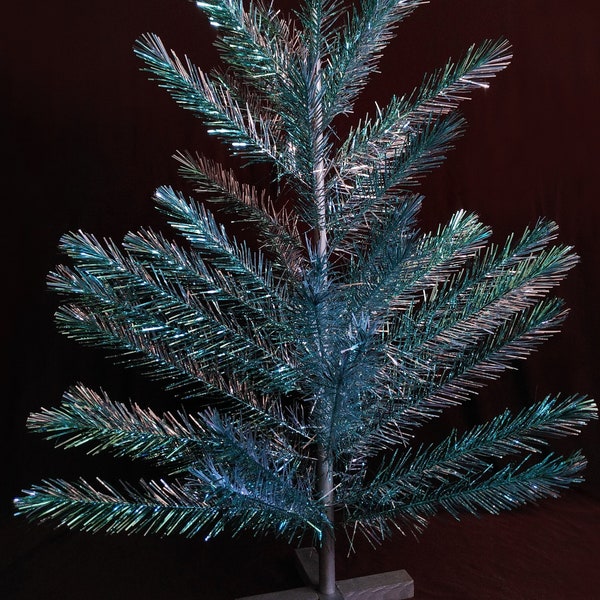 Vintage aluminum silver green Christmas tree 55 inches Made in USSR Soviet sectional artificial Christmas tree Christmas gift Holiday decor