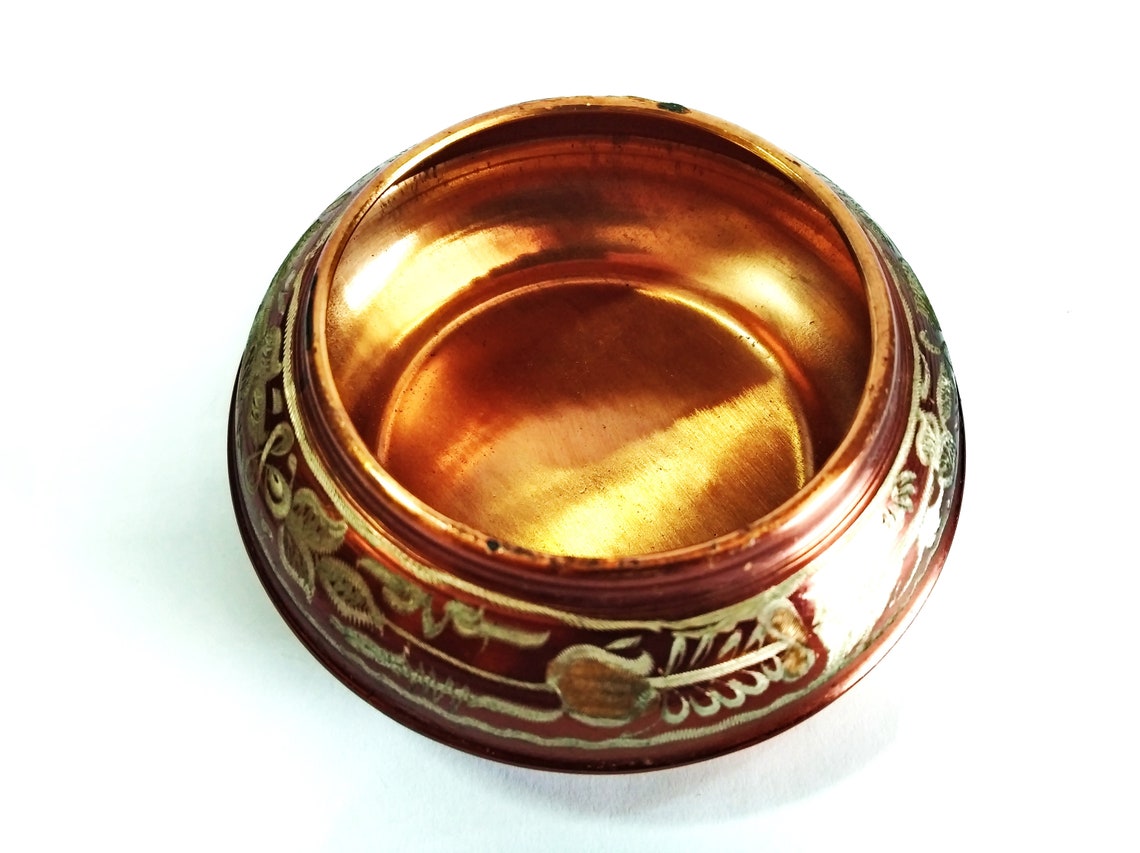 Vintage copper jewelry box Antique floral design copper Etsy