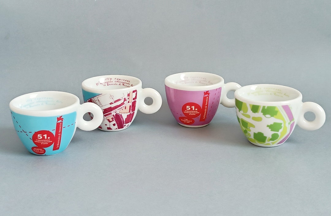Vintage Set of 4 Illy Coffee Cups Collectible Espresso Coffee Cups