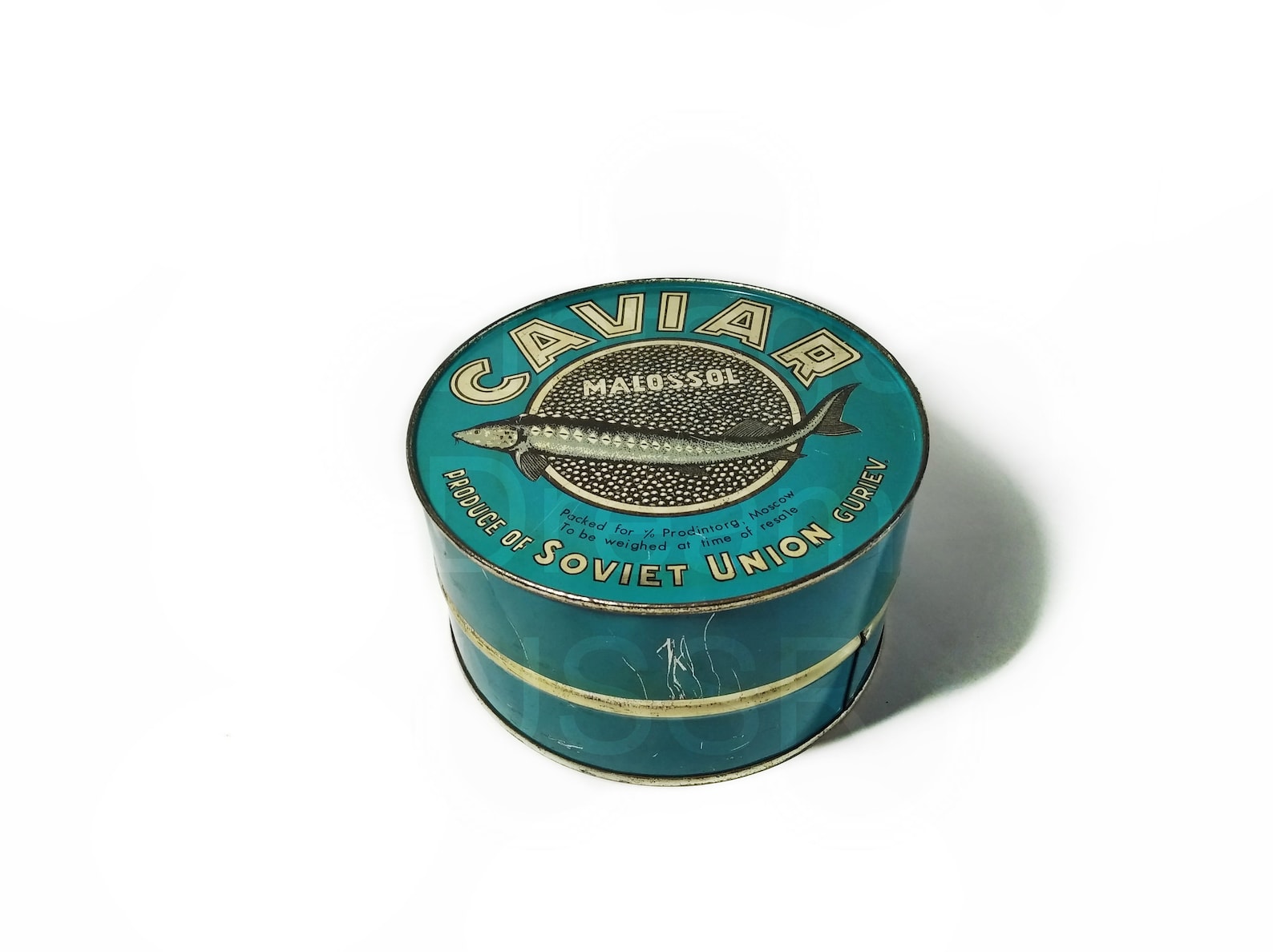 Vintage large caviar tin Soviet black caviar metal box