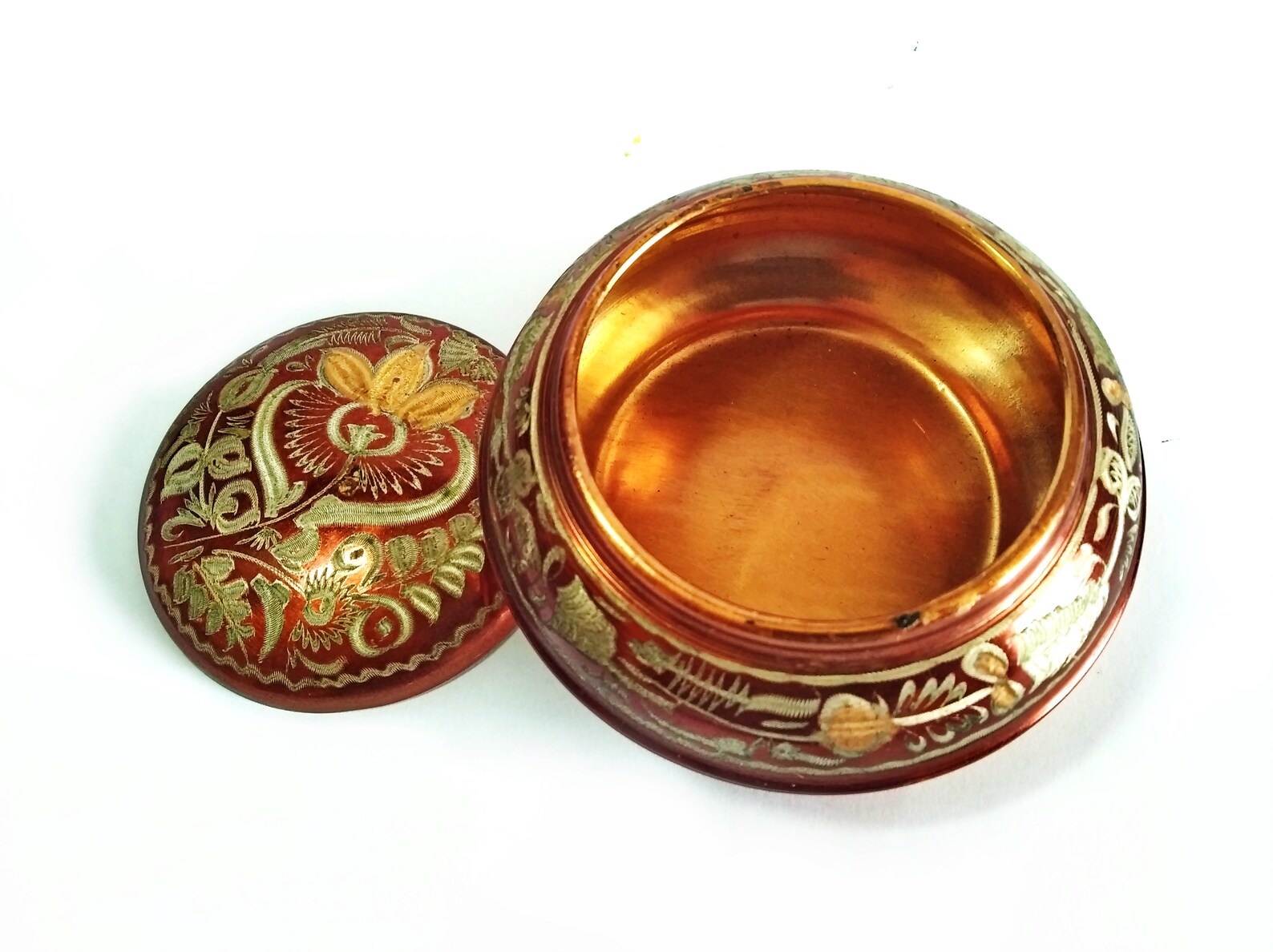 Vintage copper jewelry box Antique floral design copper Etsy