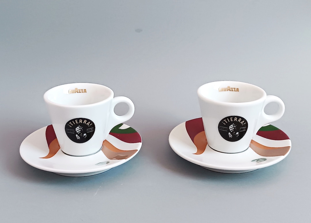 Set of 2 Lavazza Coffee Cups With Saucers Limited Edition Collectible