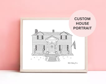 Custom House Portrait Minimalist Decor Art Custom Sketched House Print Housewarming Gift Custom House Portrait Custom House Illustration