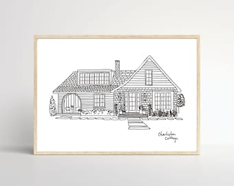 Custom House Illustration Minimalist Decor Art Custom Sketched House Print Housewarming Gift Custom House Portrait Custom House Illustration