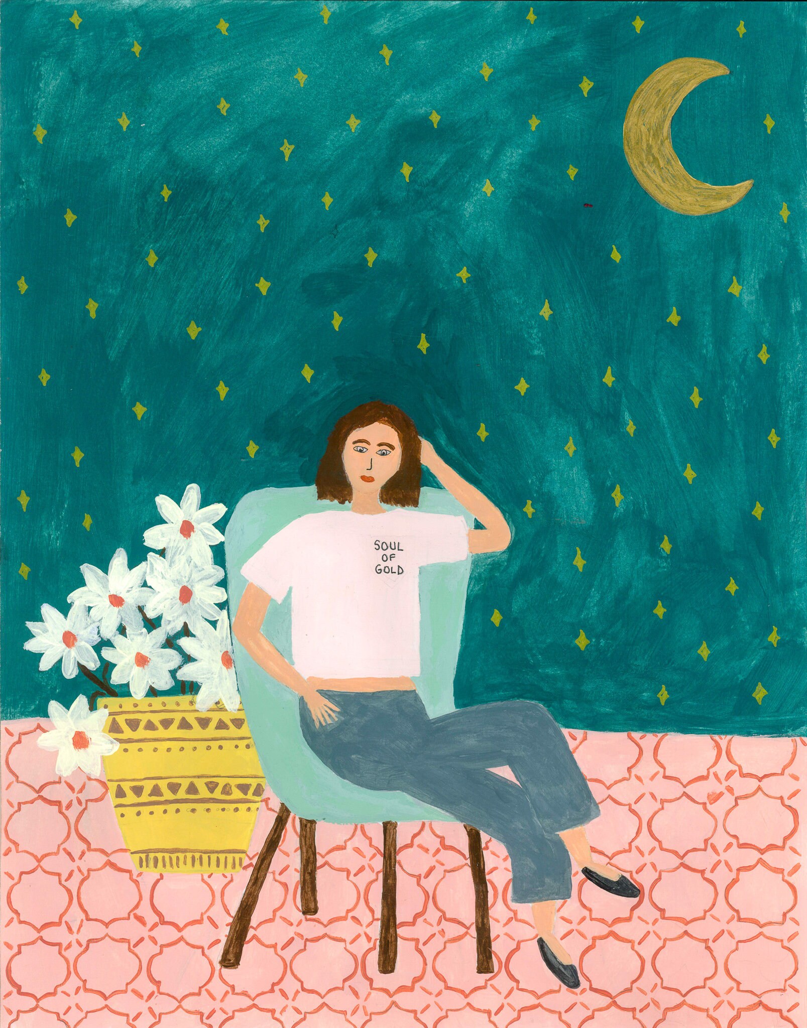 Soul Of Gold Art Print | Fr Boho - France Illustration | en Anglais de Dame Impression d'art Marocai