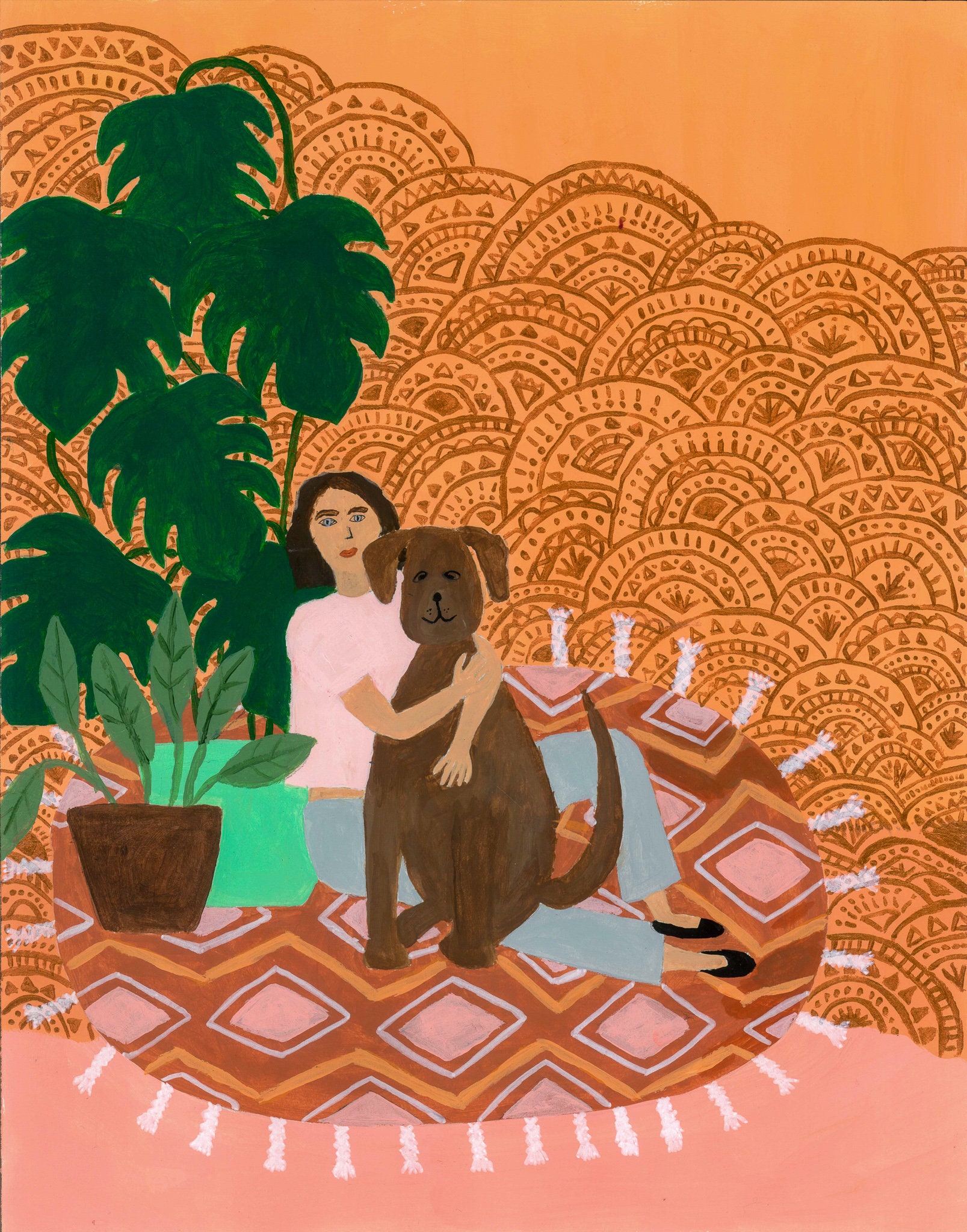 Dog Lover Art Print Bohemian Art Print Puppy Dog Etsy