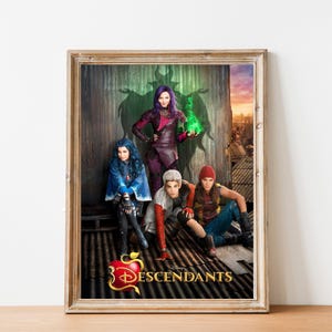 Póster imprimible de descendientes coloridos, regalo para fanáticos de películas, arte de pared de series de televisión, descarga instantánea, impresión de decoración del hogar, decoración del dormitorio