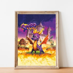 Spyro the Dragon Poster Printable, Video Game Wall Art, Movie Print, Gaming Room Decor, Instant Download, Gamer Gift