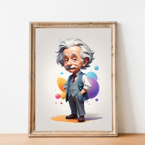 Albert Einstein Poster Print, Stylized Portrait Art, Printable Wall Decor, Science Lover Gift, Physics Wall Art, Modern Scientist Decor