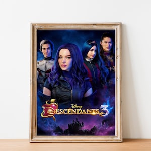 Póster imprimible de Descendientes 3, regalo para fanáticos de películas, arte de pared de series de televisión, descarga instantánea, impresión de decoración del hogar, decoración del dormitorio