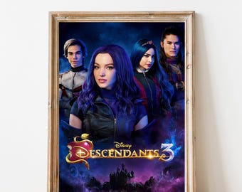 Descendants 3 Printable Poster, Movie Fan Gift, TV series Wall Art, Instant Download, Home Decor Print, Dorm Room Decor