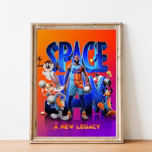 Space Jam: A New Legacy Poster stampabile, Space Jam 2 Film d'animazione Arte murale, Decorazione per la cameretta dei bambini, Download immediato