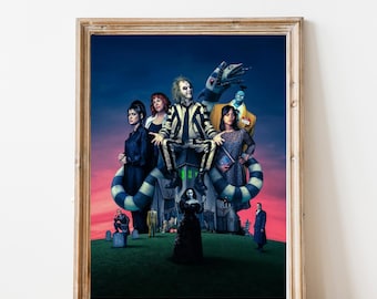 Beetlejuice Beetlejuice 2024 Movie Poster, Wall Art Print, Home Decor Print, Instant Download Print, Gothic comedy horror film, Gift for fan