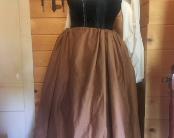 Petticoat aus Baumwolle im Kolonialstil aus dem 18. Jahrhundert mit Kordelzug