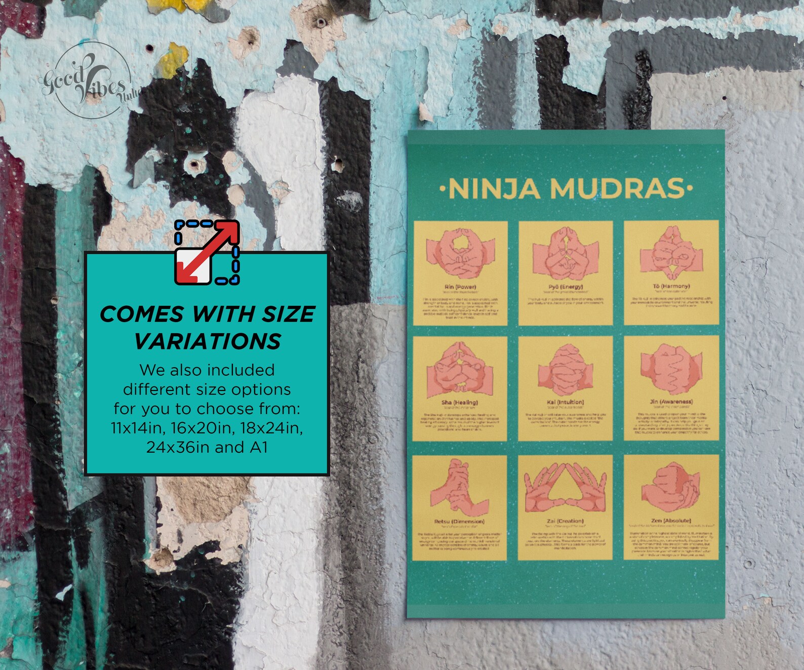 Ninja Mudras Downloadable Poster Ready To Print Digital Trendy Ninja Mudras Downloadable Poster Ready To Print Digital Trendy