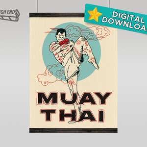 Muay Thai Digital Ready to Print Downloadable Poster. Wall, Gym, Home Deco. Trendy, Aesthetic, Pop Art, Poster
