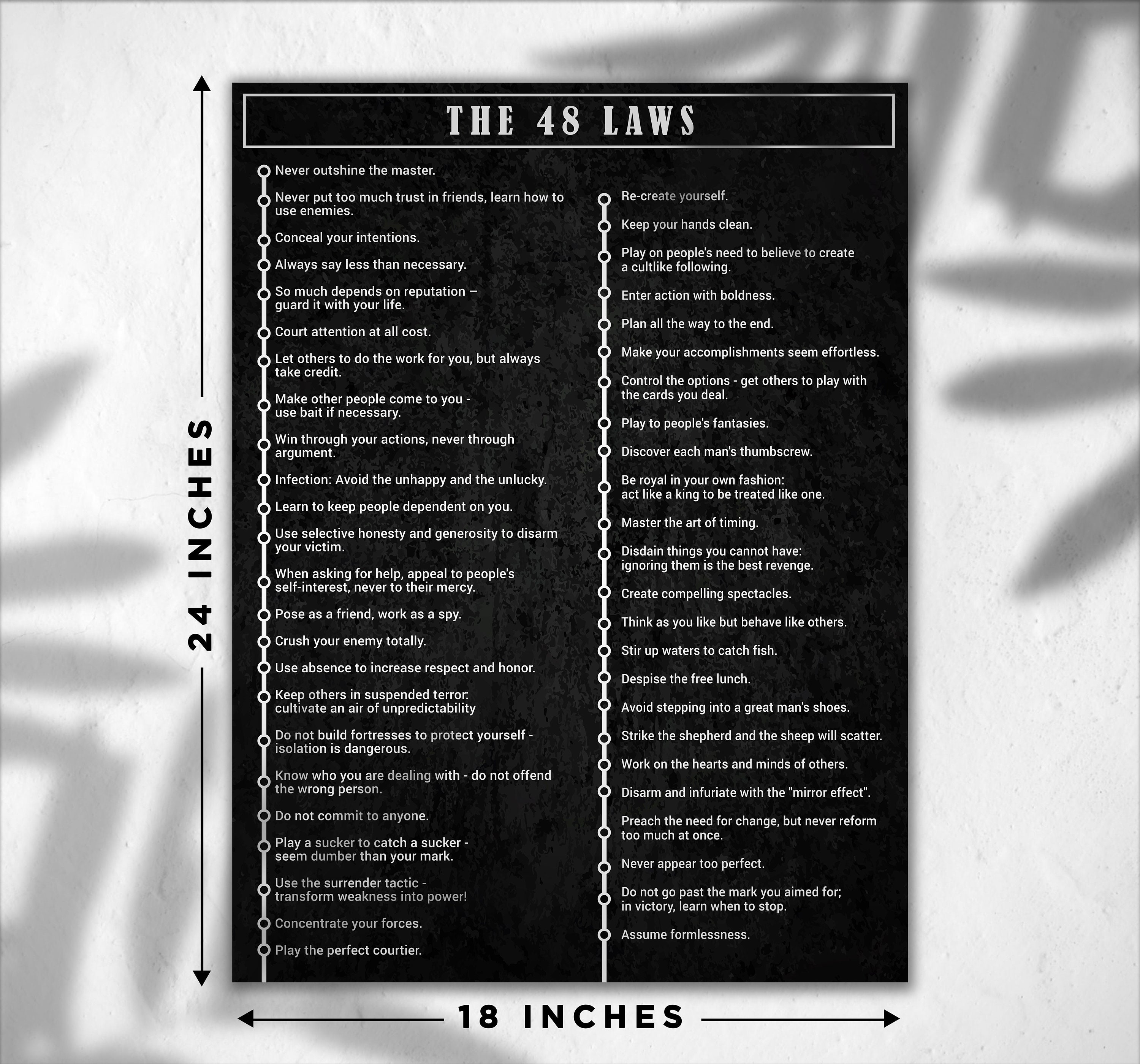 The 48 Laws of Power Poster Downloadable Poster. Ready to Print