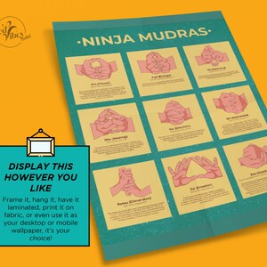 Ninja Mudras Downloadable Poster Ready To Print Digital Trendy Ninja Mudras Downloadable Poster Ready To Print Digital Trendy
