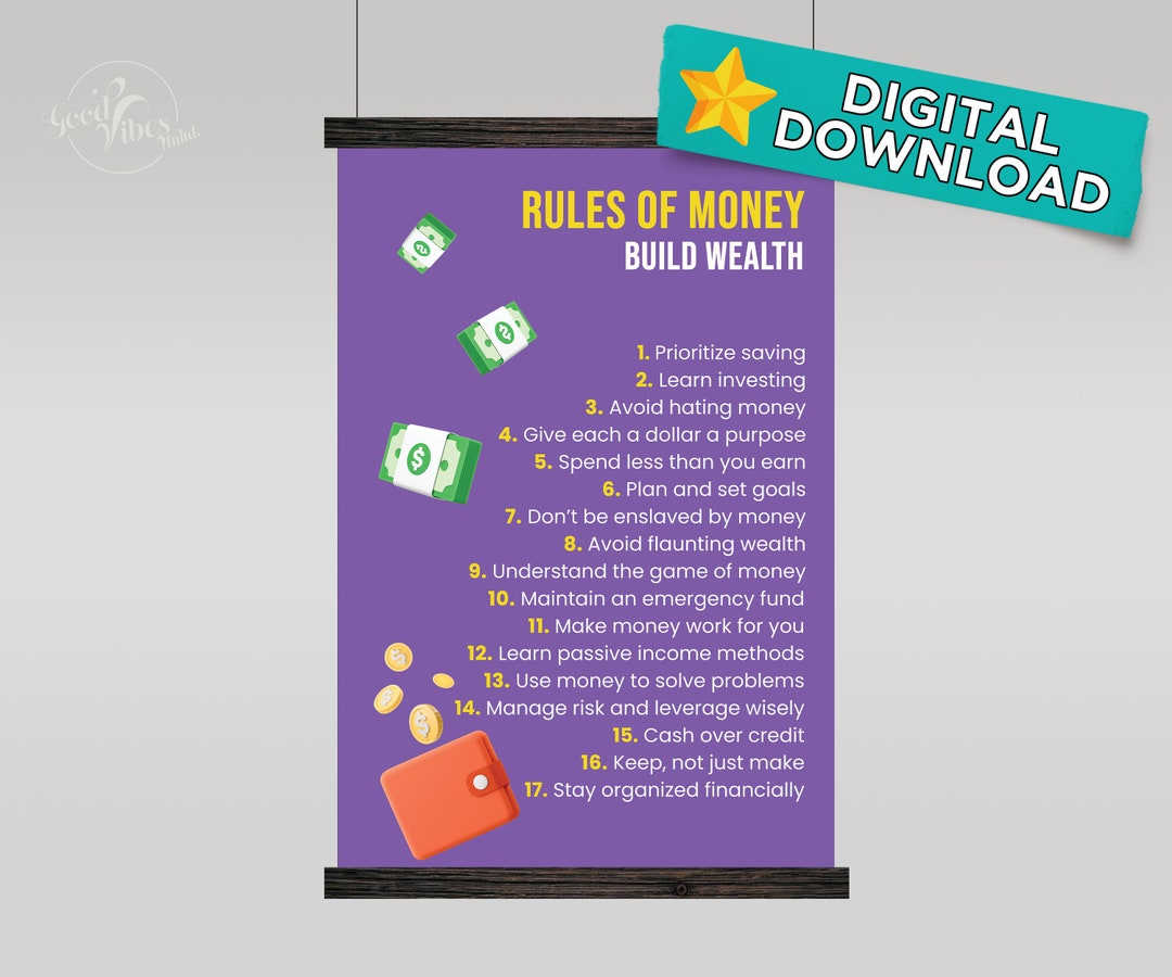Rules for Money Ready to Print Digital Downloadable Poster Etsy