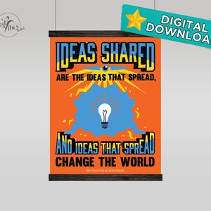 Ideas Shared Downloadable Ready to Print Digital Poster (ORANGE VER). Trendy, Aesthetic, Room, Office, Living Room, Gaming Room Poster.