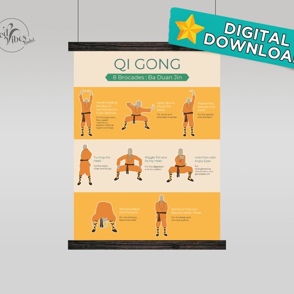 Qi Gong Downloadable Poster. Downloadable Print. Digital Posters. Digital Download.