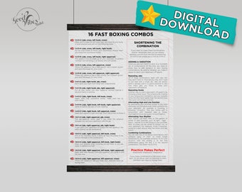 Boxing Combos Downloadable Poster. Digital Print, Ready to Print Poster. Digital Poster.