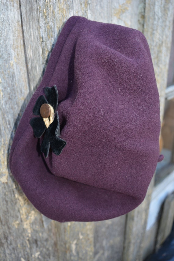 Violet vintage wool beret - image 4