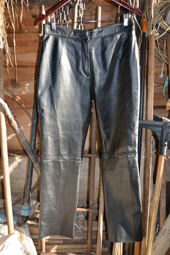Vintage Leather Pants, Black Leather Pants size L