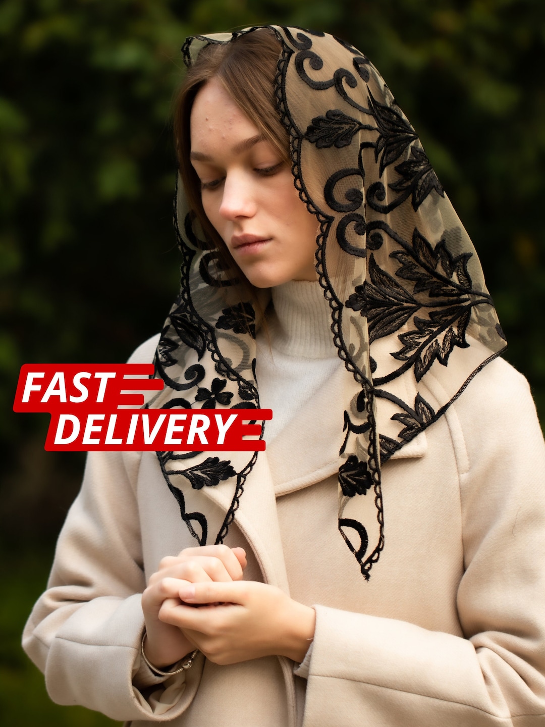 Our Lady of Guadalupe Veil Chapel Veil With Lace Veil Long Etsy