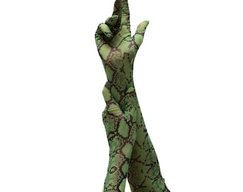 Python skin gloves, Animal print gloves, Fashion accessories gloves