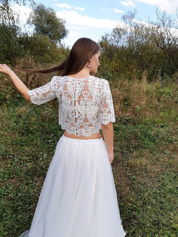 ivory crop top wedding