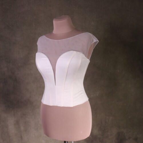 Short Sleeve Wedding Dress Corset With Deep V Neckline Ivory - Etsy