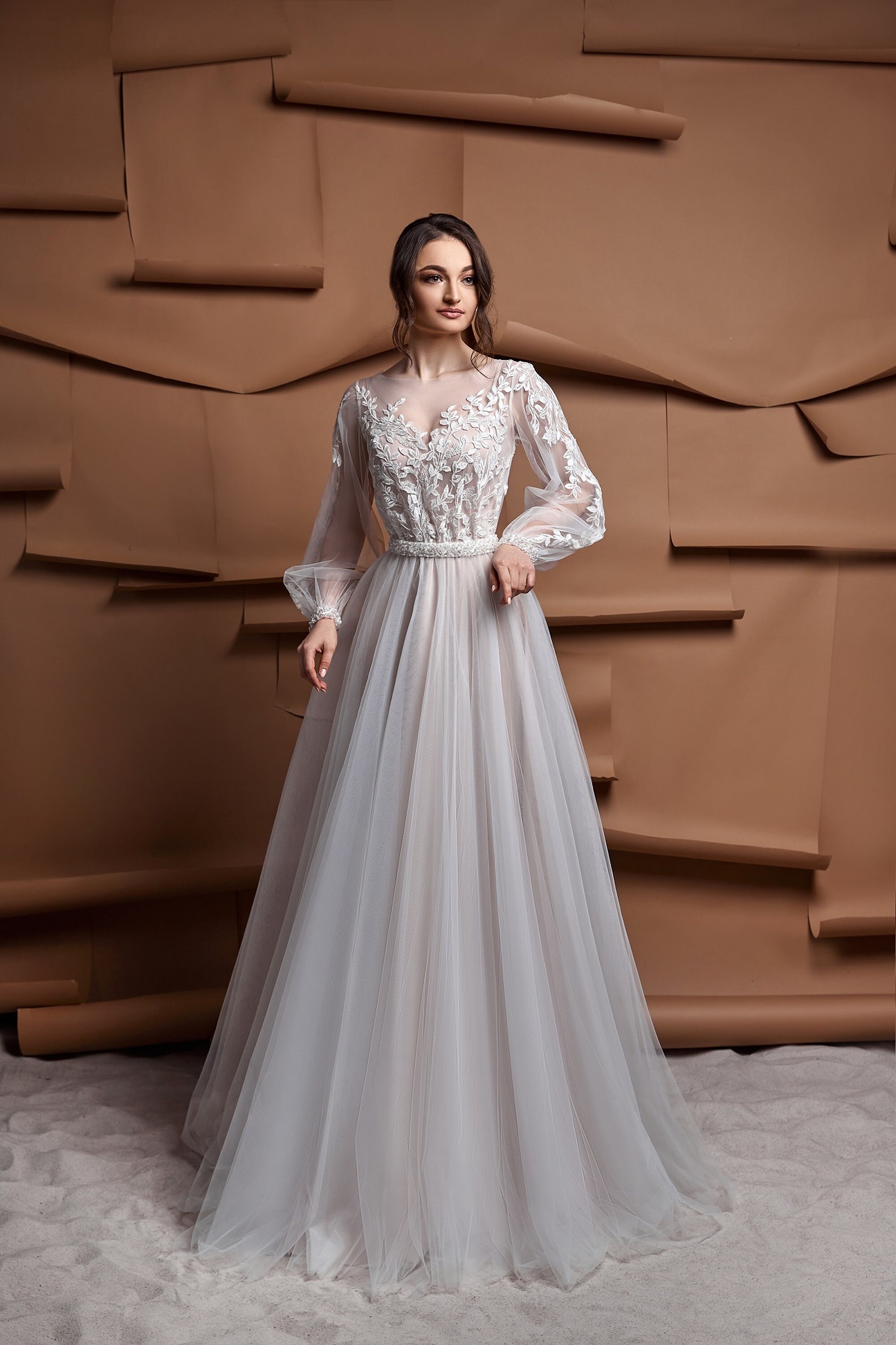 Blush Brautkleid florales Brautkleid Hochzeitskleid im | Etsy