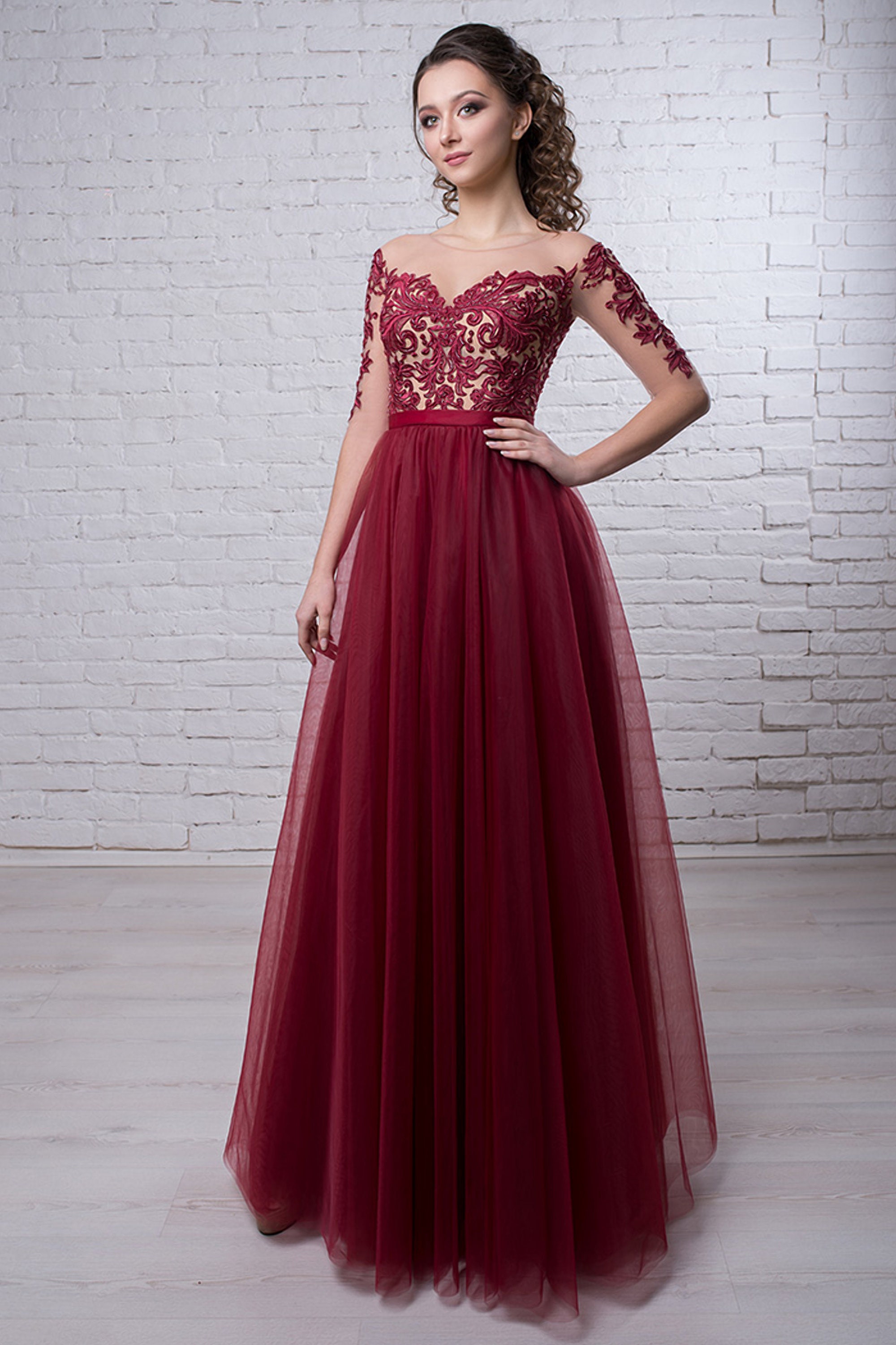 Red Wedding Dress Gothic Wedding Dress Red Lace Wedding | Etsy