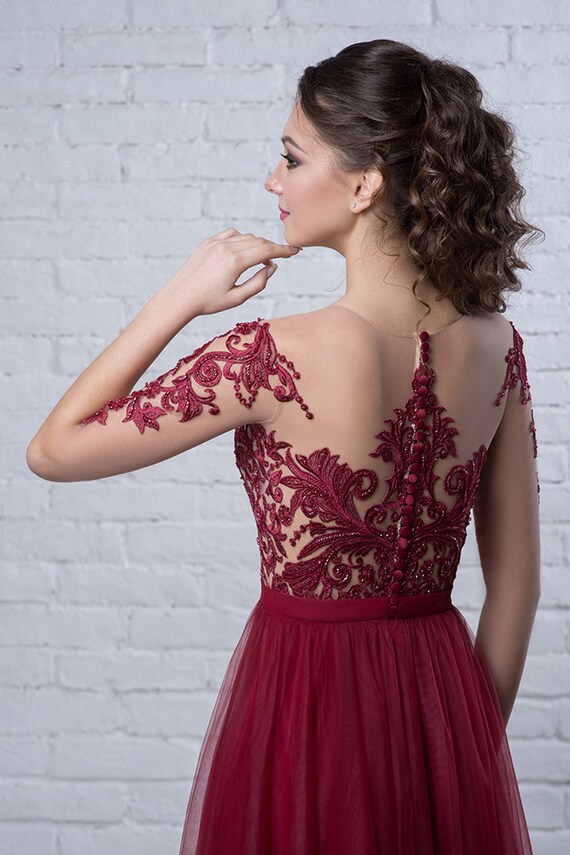 red lace wedding dress