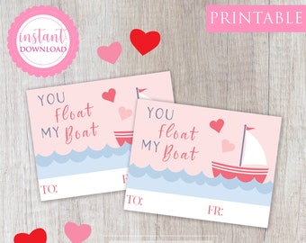 Printable Valentine's Day Card Classroom Valentine Kids Valentine School Valentine Float My Boat Valentine, Instant Download