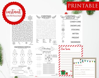 Páginas de actividades navideñas, actividades para niños, descarga instantánea, hoja de actividades navideñas imprimible, hoja de actividades navideñas, descarga digital