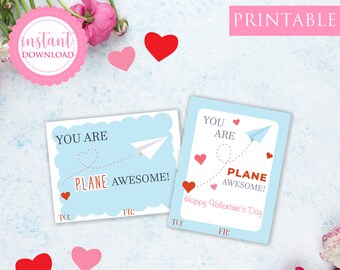 Printable Valentine's Day Card, Classroom Valentines, DIY Valentines, Plane Valentine, Boy Valentine, Instant Download