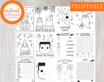 Páginas para colorear de Halloween, colorear para niños, descarga instantánea, hoja para colorear de Halloween imprimible, hoja de actividades de Halloween, descarga digital