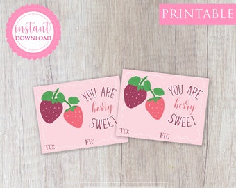 Printable Valentine's Day Card Classroom Valentine Kids Valentine School Valentine Berry Sweet Valentine, Instant Download