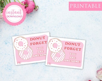 Printable Valentine's Day Card Classroom Valentine Kids Valentine School Valentine Donut Valentine, Instant Download